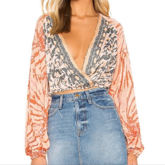 Free People Tops - Free People Cruising Together Faux Wrap Style Blouse Size Small